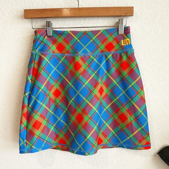 Loundmouth Womens Mini Golf Skort XXS Plaid Colorful Sporty Preppy Tennis Wacky - Picture 1 of 5